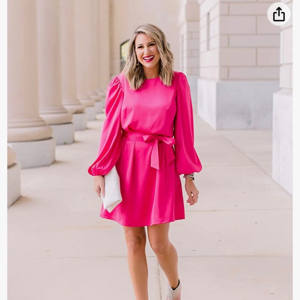 New, never worn The Drop Women's @shopdandy Belted Silky Stretch hot pink Dress